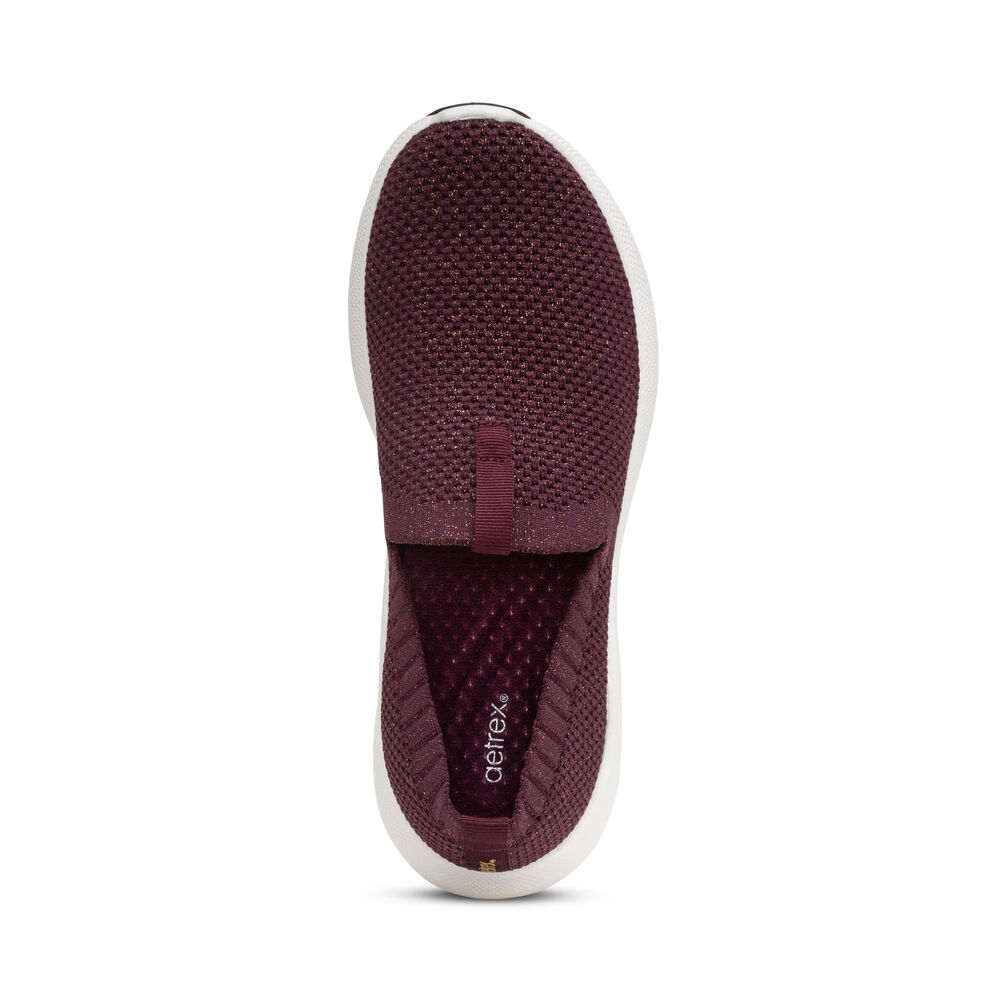 Aetrex Women's Angie Arch Support Sneakers - Burgundy | USA CU948XP